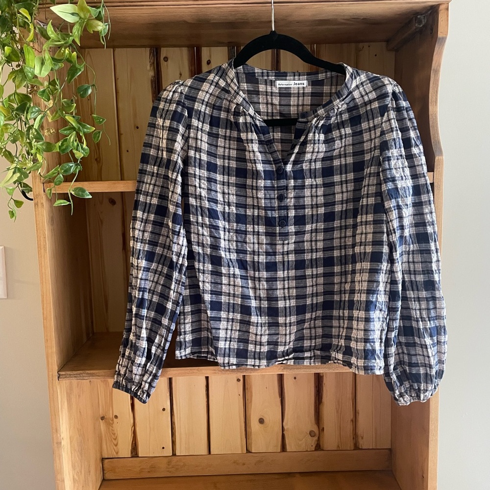 Reformation Plaid Top
